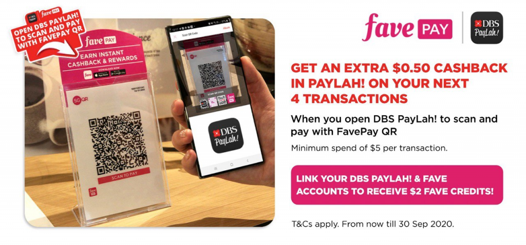 FavePay x DBS Paylah Cashback - ends 30 Sep 2020